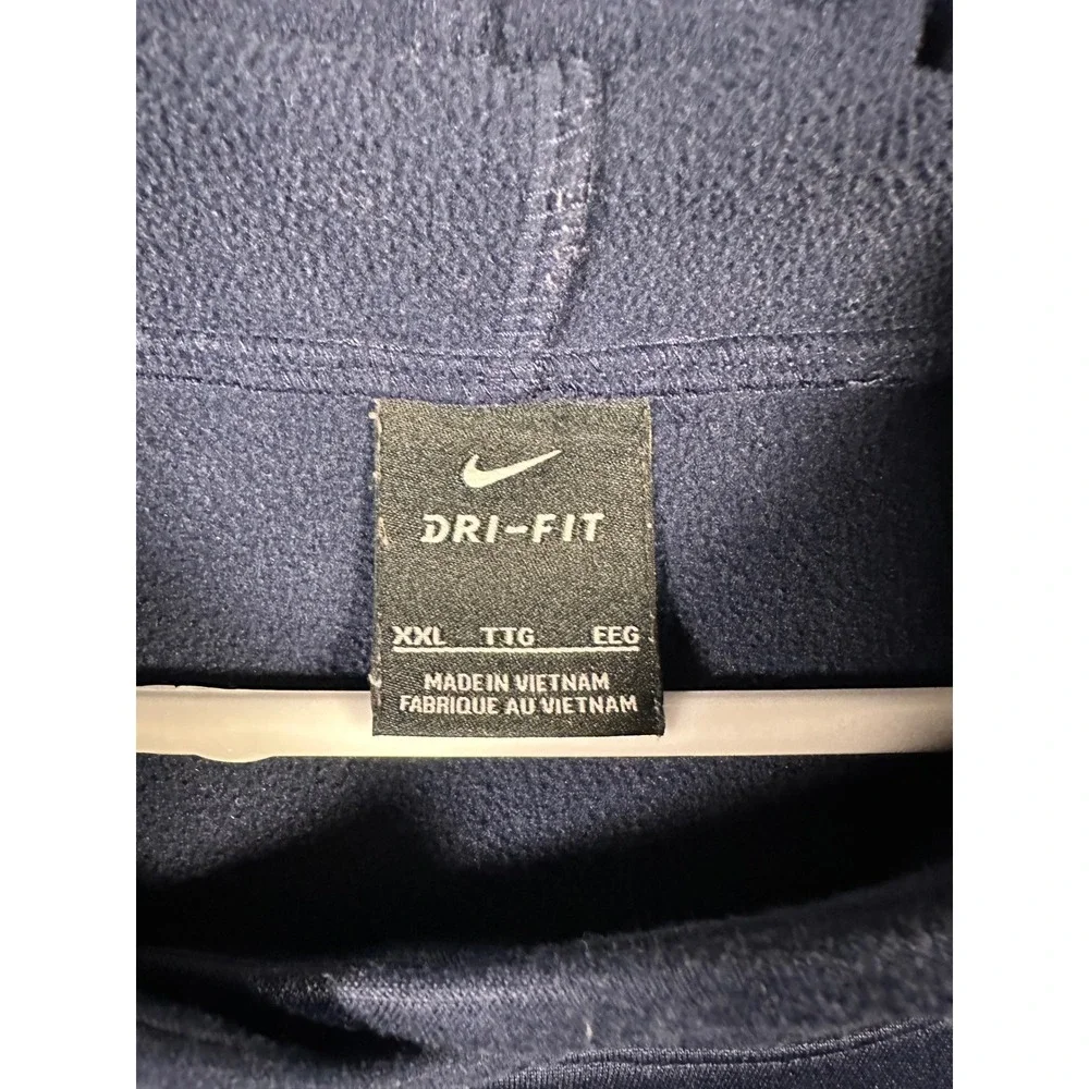 Nike Dri-FIT Hoodie Pullover Sweatshirt XXL 2XL Big Swoosh Navy Blue‎ Athletic